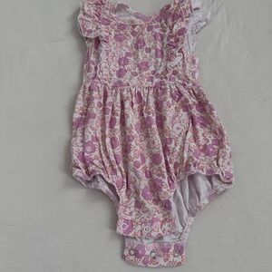 Caden Lane Floral Baby Outfit - Pink and Orange